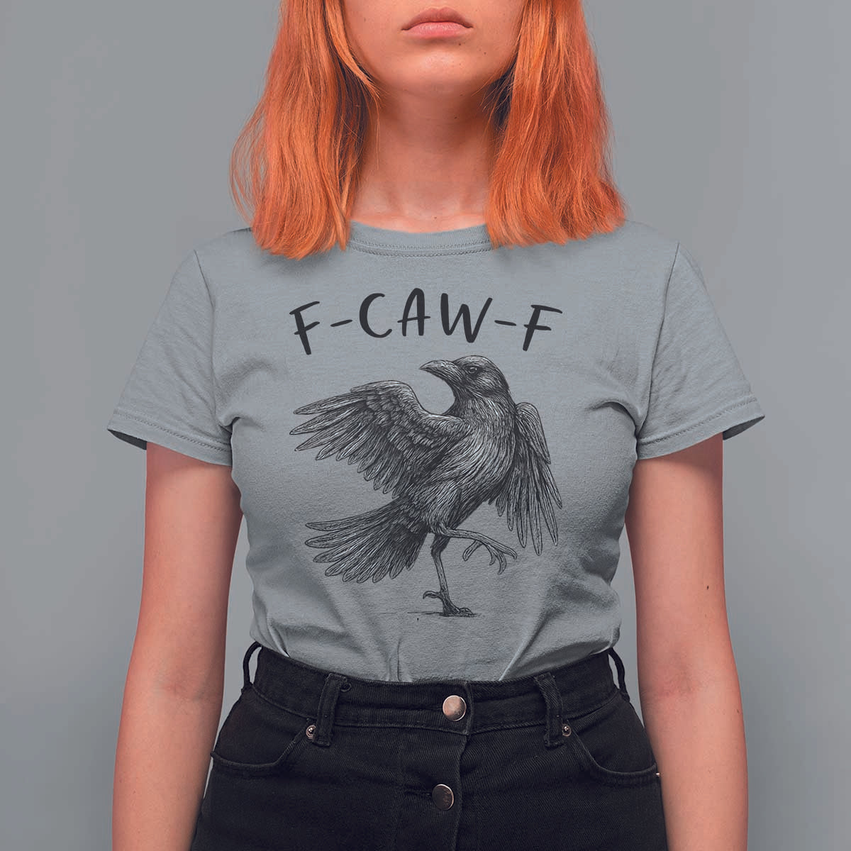 F Caw F Raven Graphic T Shirt For Women Funny Sarcastic Bird with Attitude - Wonder Print Shop