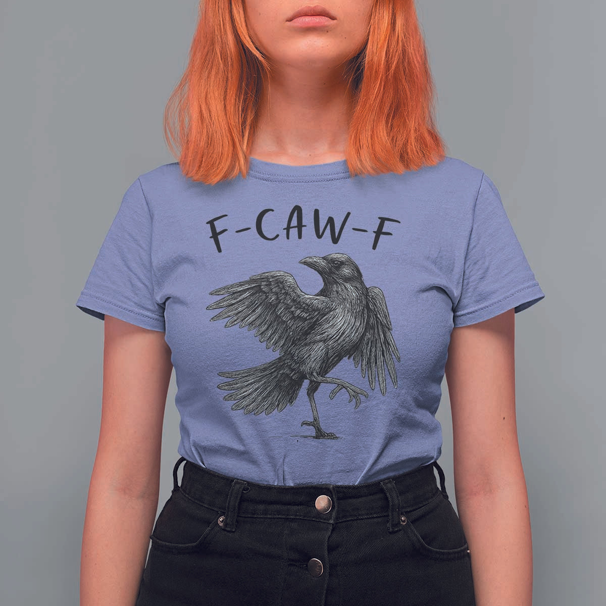 F Caw F Raven Graphic T Shirt For Women Funny Sarcastic Bird with Attitude - Wonder Print Shop