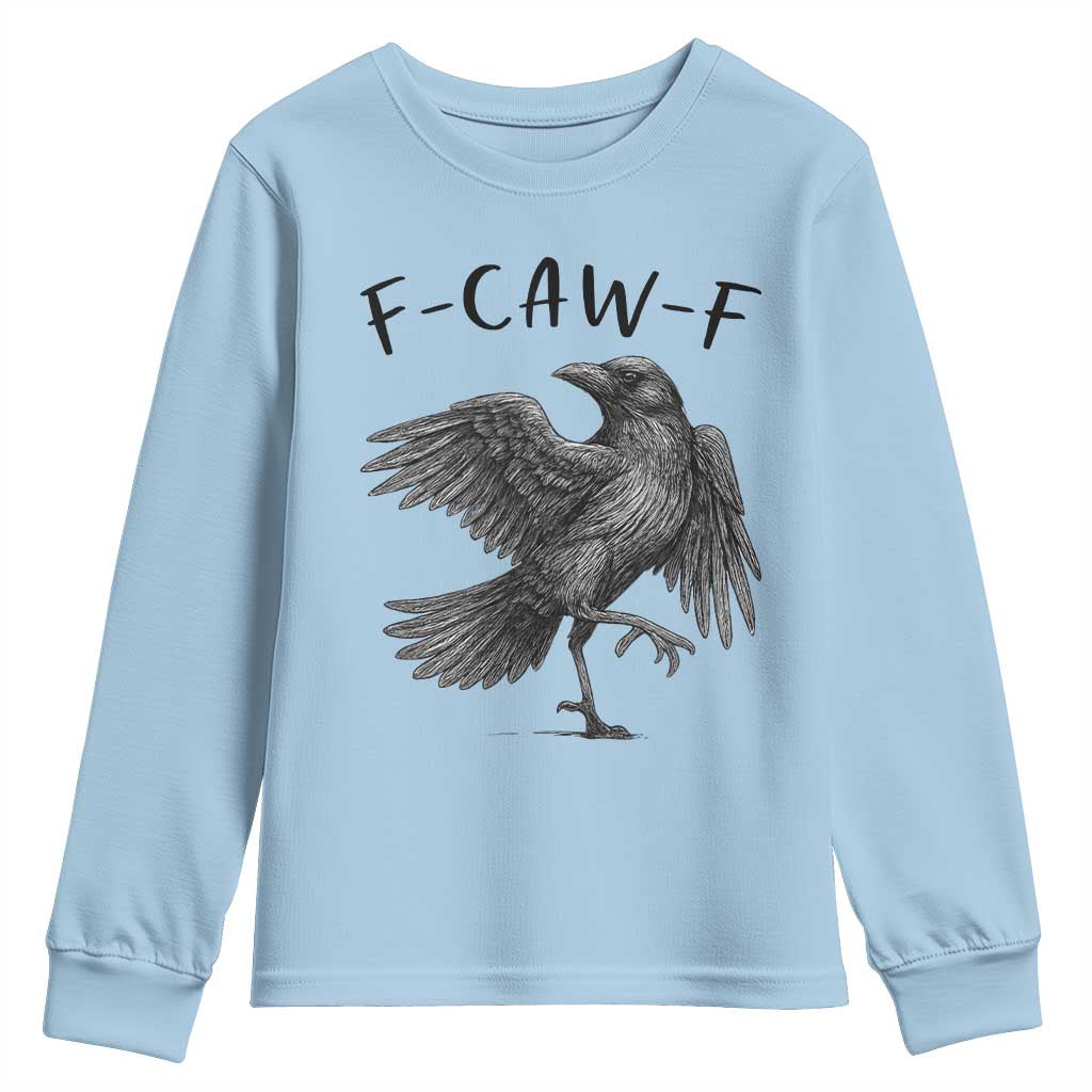 F Caw F Raven Graphic Youth Sweatshirt Funny Sarcastic Bird with Attitude - Wonder Print Shop