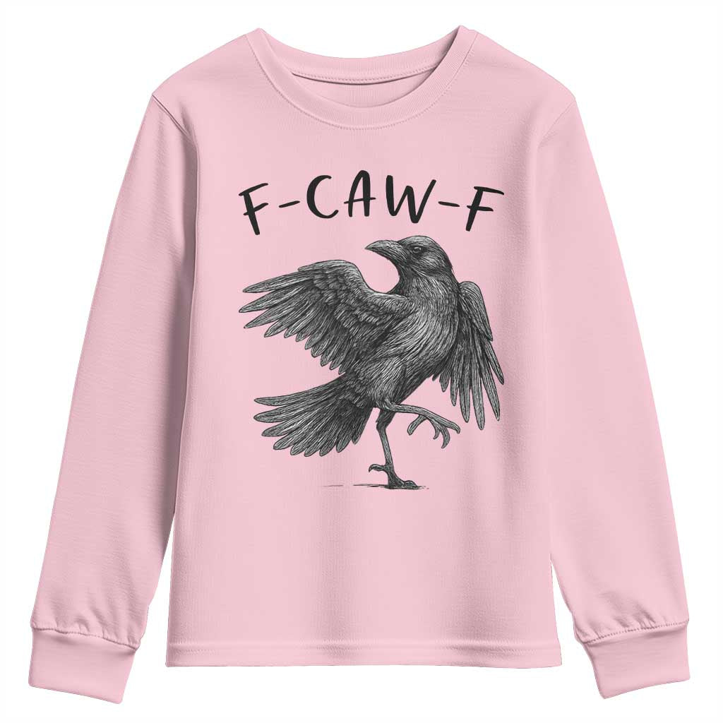 F Caw F Raven Graphic Youth Sweatshirt Funny Sarcastic Bird with Attitude - Wonder Print Shop