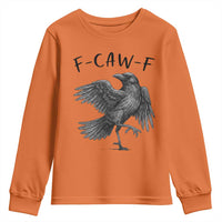 F Caw F Raven Graphic Youth Sweatshirt Funny Sarcastic Bird with Attitude - Wonder Print Shop