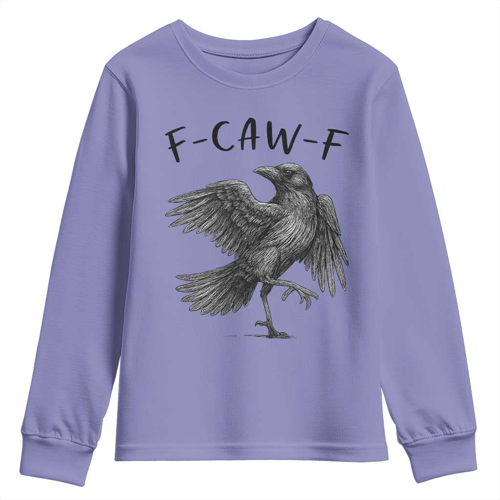 F Caw F Raven Graphic Youth Sweatshirt Funny Sarcastic Bird with Attitude - Wonder Print Shop
