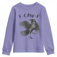 F Caw F Raven Graphic Youth Sweatshirt Funny Sarcastic Bird with Attitude - Wonder Print Shop