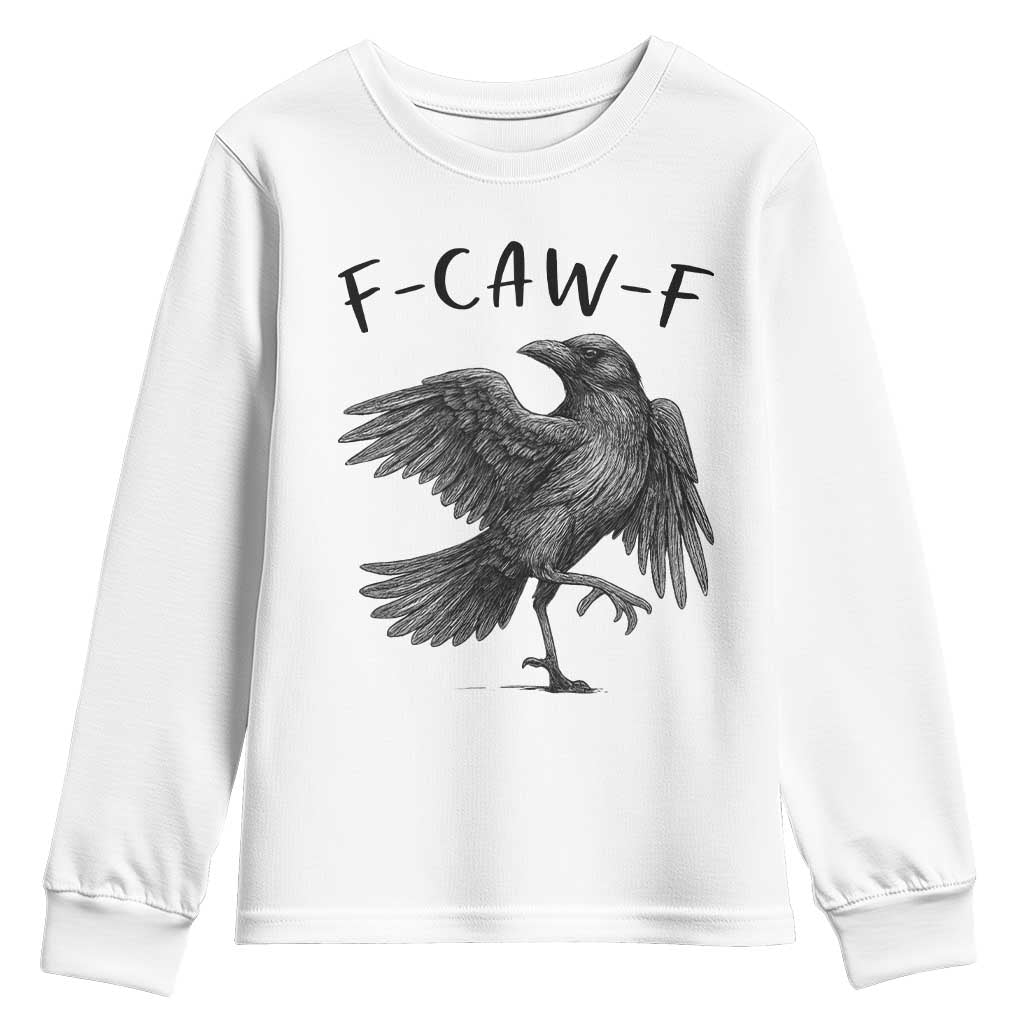 F Caw F Raven Graphic Youth Sweatshirt Funny Sarcastic Bird with Attitude - Wonder Print Shop