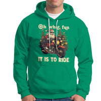 Santa Claus Biker Hoodie Oh What Fun It Is To Ride Motorcycle Christmas - Wonder Print Shop