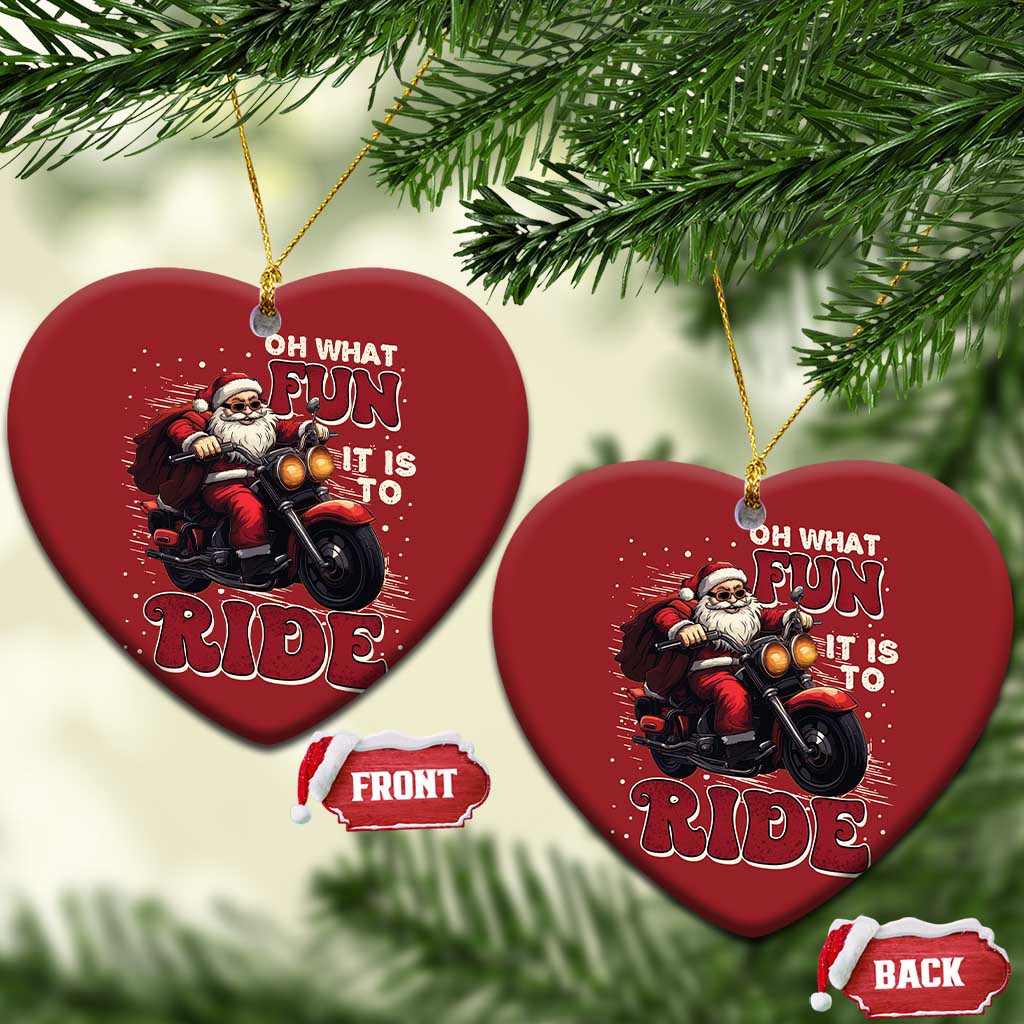 Biker Santa Claus Christmas Ornament Oh What Fun It Is To Ride Motorcycle Xmas - Wonder Print Shop