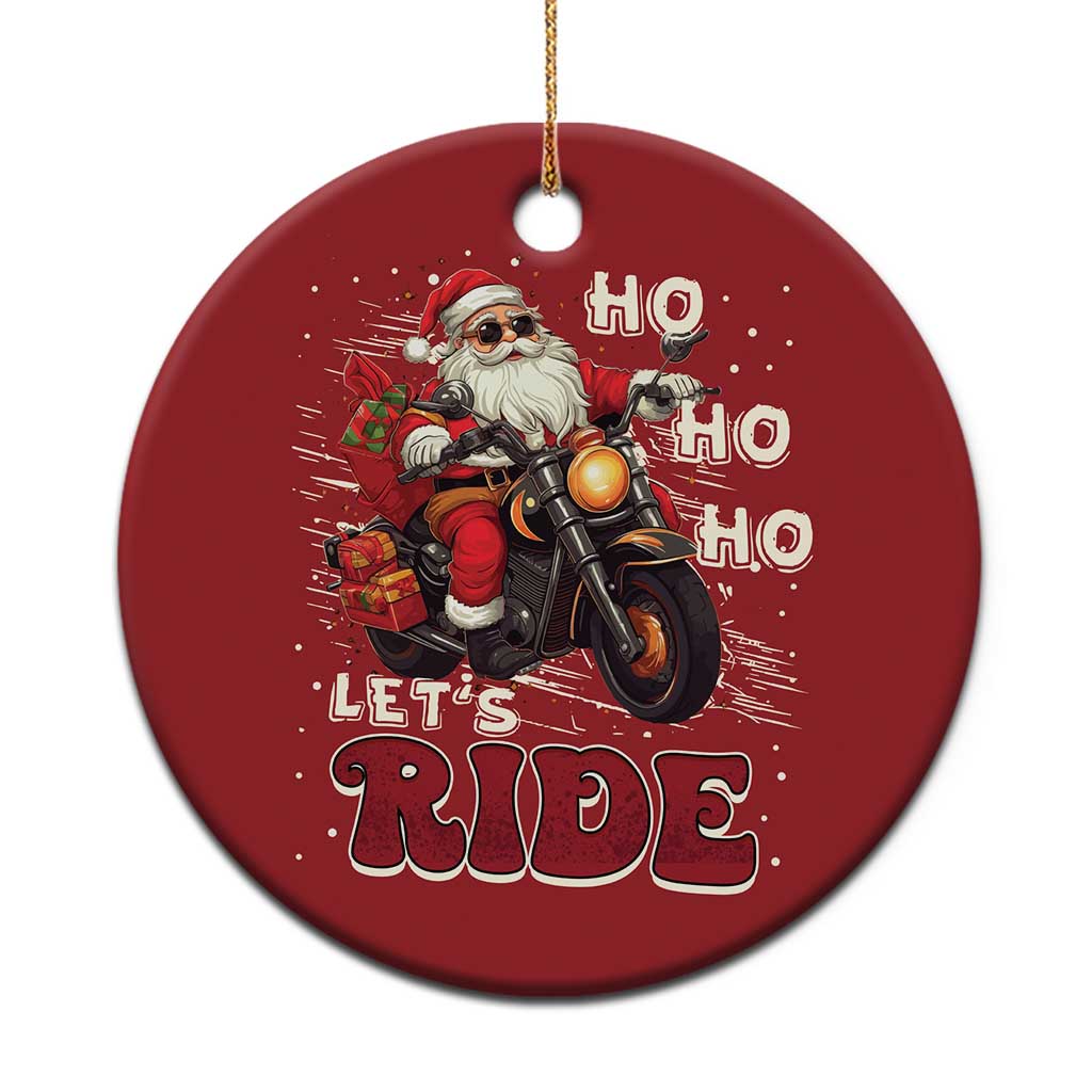 Biker Santa Claus Christmas Ornament Ho Ho Ho Let's Ride Xmas - Wonder Print Shop