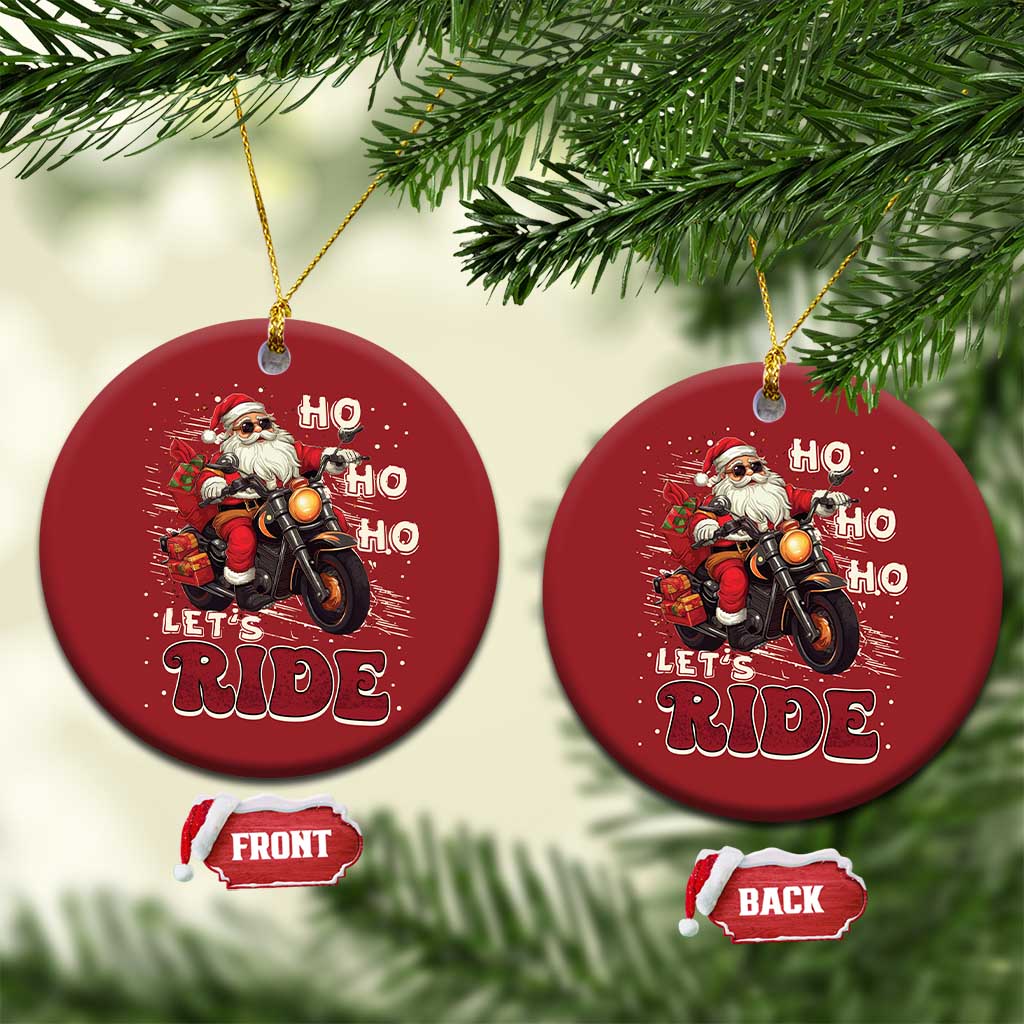Biker Santa Claus Christmas Ornament Ho Ho Ho Let's Ride Xmas - Wonder Print Shop