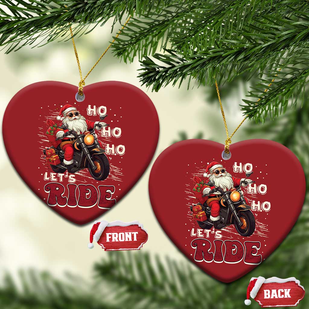 Biker Santa Claus Christmas Ornament Ho Ho Ho Let's Ride Xmas - Wonder Print Shop