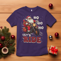 Santa Claus Biker T Shirt Ho Ho Ho Let's Ride Christmas - Wonder Print Shop