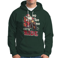 Santa Claus Biker Hoodie Ho Ho Ho Let's Ride Christmas - Wonder Print Shop