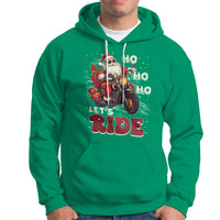 Santa Claus Biker Hoodie Ho Ho Ho Let's Ride Christmas - Wonder Print Shop