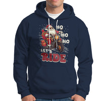 Santa Claus Biker Hoodie Ho Ho Ho Let's Ride Christmas - Wonder Print Shop