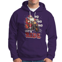 Santa Claus Biker Hoodie Ho Ho Ho Let's Ride Christmas - Wonder Print Shop