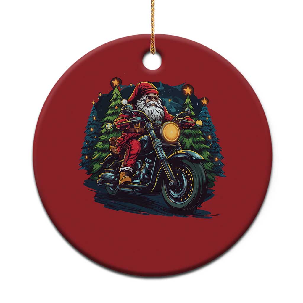 Biker Santa Claus Christmas Ornament Riding Motorcycle Christmas - Wonder Print Shop