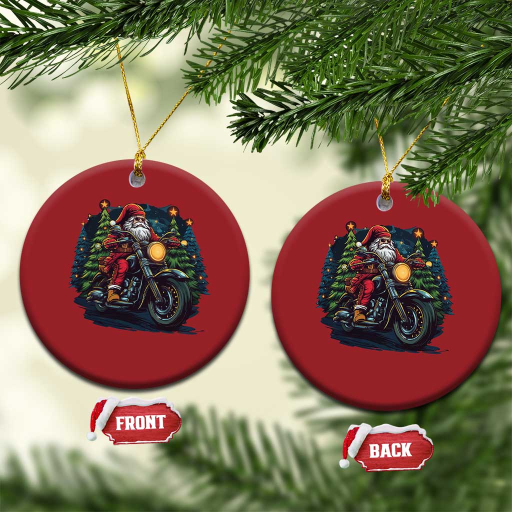 Biker Santa Claus Christmas Ornament Riding Motorcycle Christmas - Wonder Print Shop