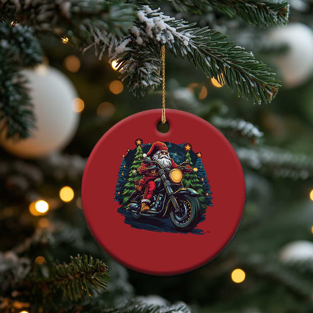 Biker Santa Claus Christmas Ornament Riding Motorcycle Christmas - Wonder Print Shop