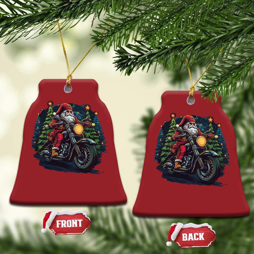 Biker Santa Claus Christmas Ornament Riding Motorcycle Christmas - Wonder Print Shop