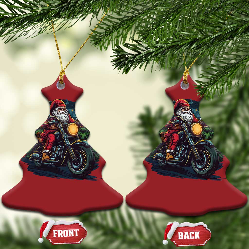 Biker Santa Claus Christmas Ornament Riding Motorcycle Christmas - Wonder Print Shop
