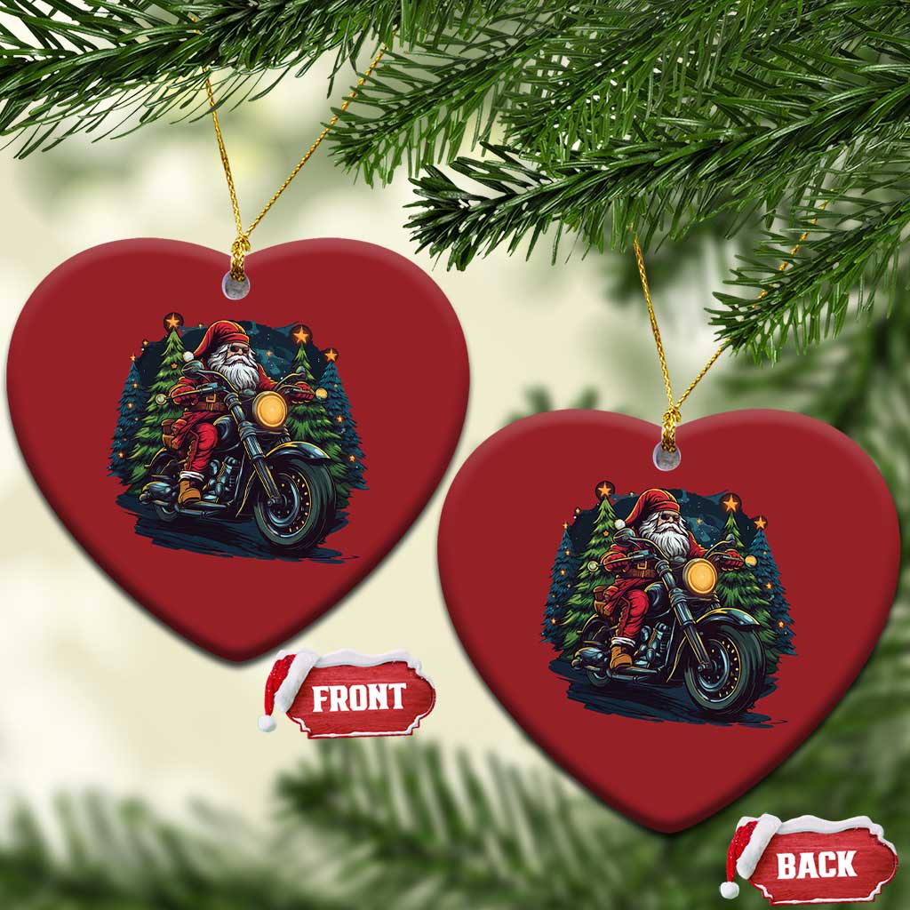 Biker Santa Claus Christmas Ornament Riding Motorcycle Christmas - Wonder Print Shop