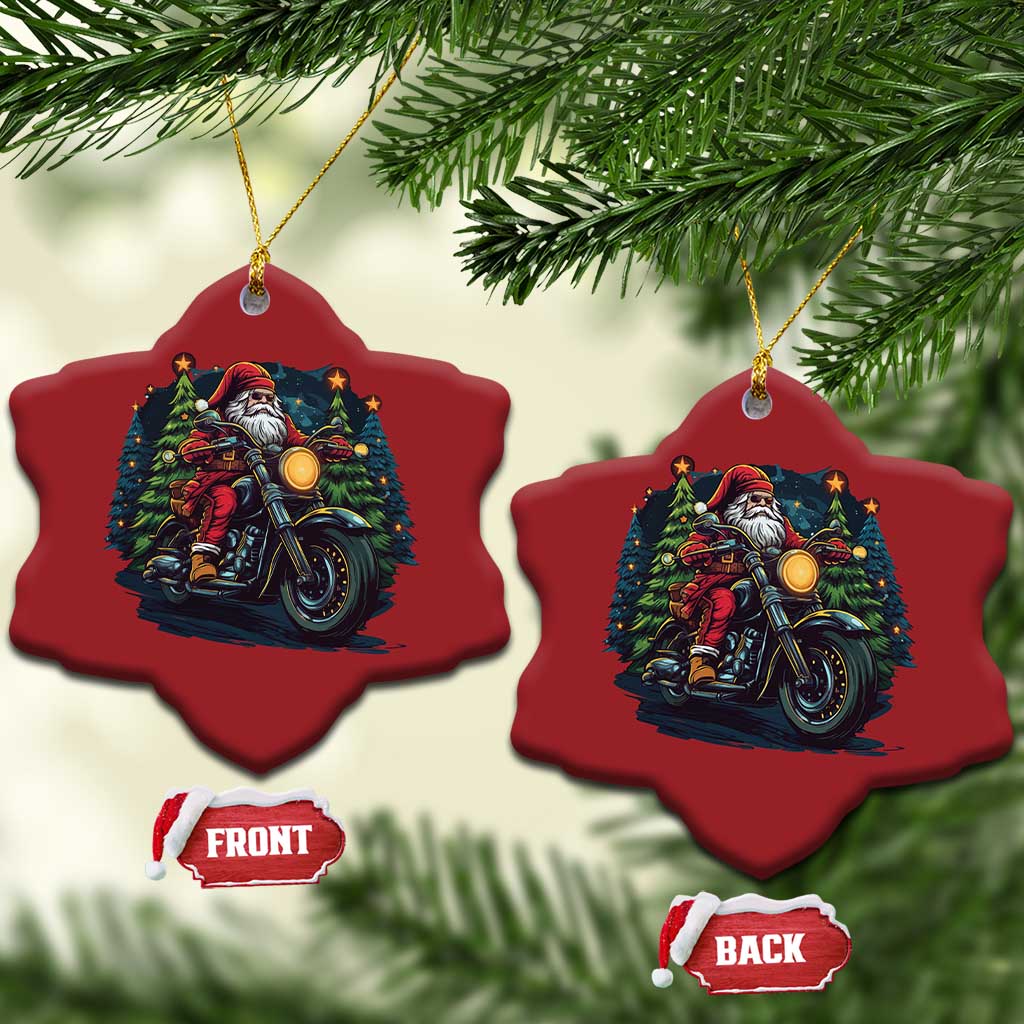 Biker Santa Claus Christmas Ornament Riding Motorcycle Christmas - Wonder Print Shop