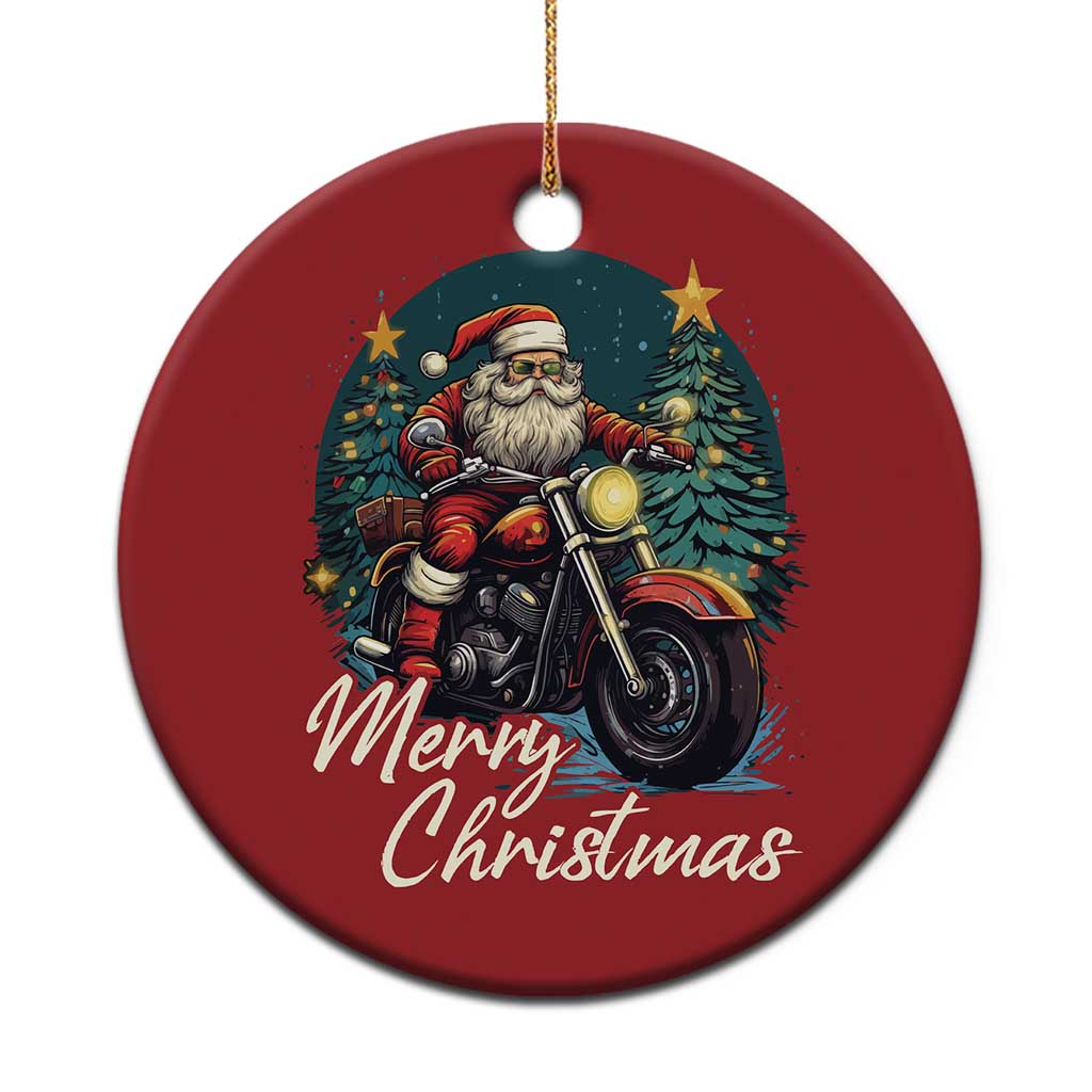 Biker Santa Claus Christmas Ornament Merry Xmas Riding Motorcycle - Wonder Print Shop