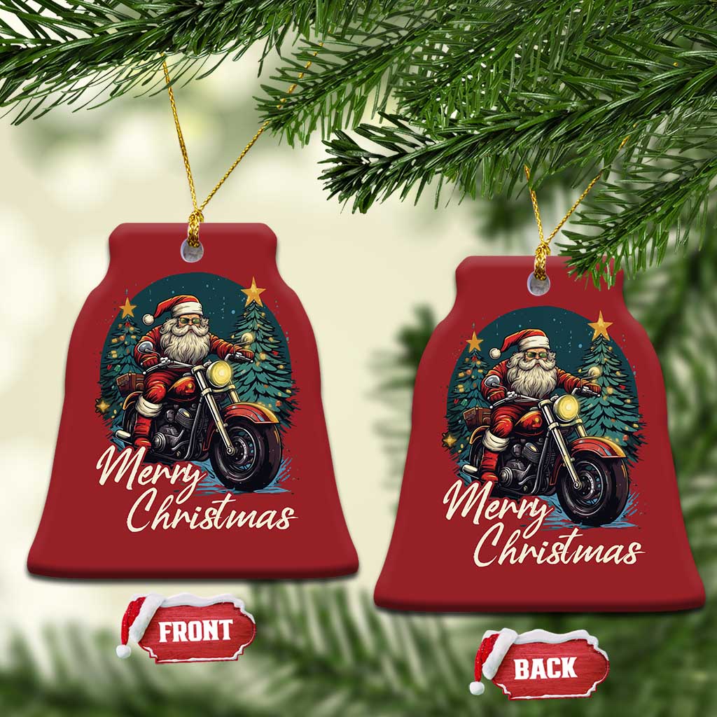 Biker Santa Claus Christmas Ornament Merry Xmas Riding Motorcycle - Wonder Print Shop