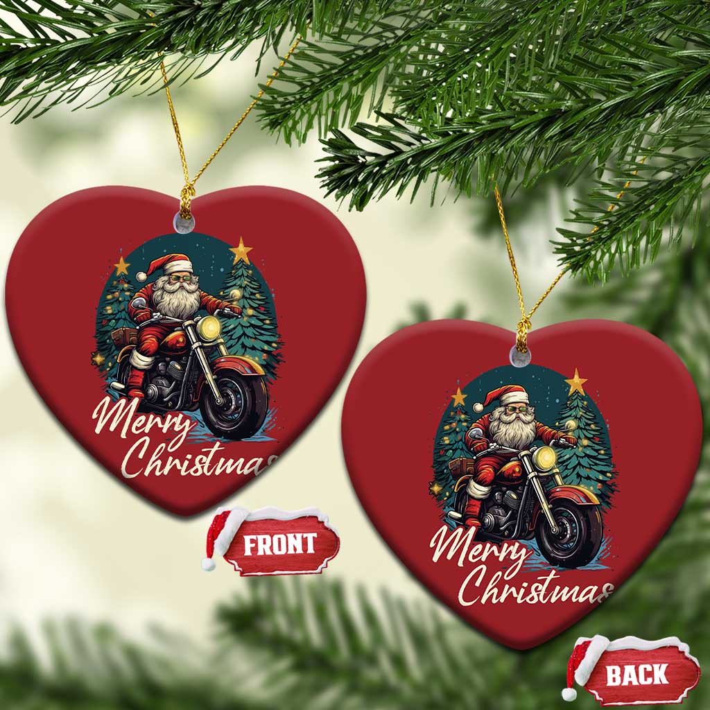 Biker Santa Claus Christmas Ornament Merry Xmas Riding Motorcycle - Wonder Print Shop