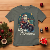 Santa Claus Biker T Shirt Merry Christmas Riding Motorcycle - Wonder Print Shop