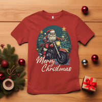 Santa Claus Biker T Shirt Merry Christmas Riding Motorcycle - Wonder Print Shop