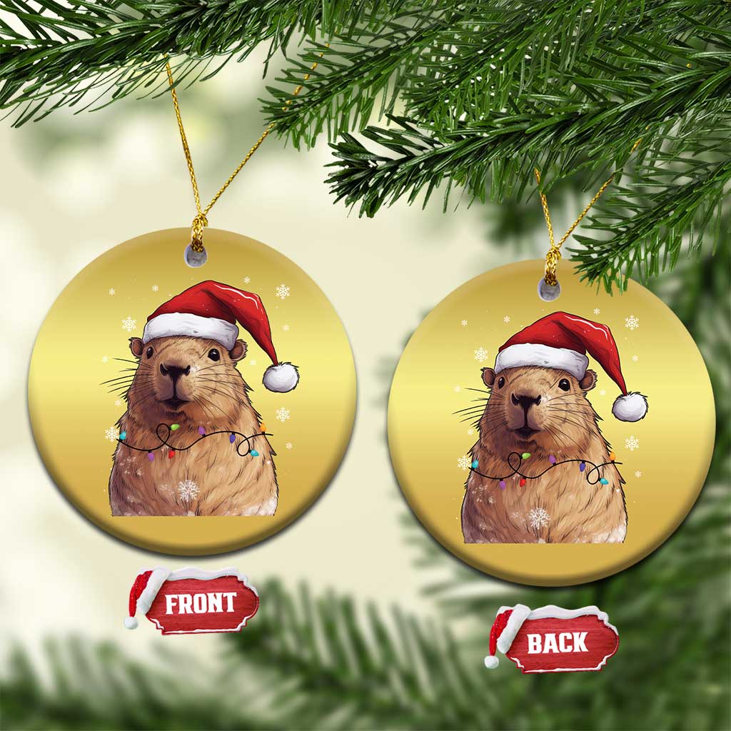 Capybara Christmas Christmas Ornament Funny Santa Capy Meme Xmas Vibe - Wonder Print Shop
