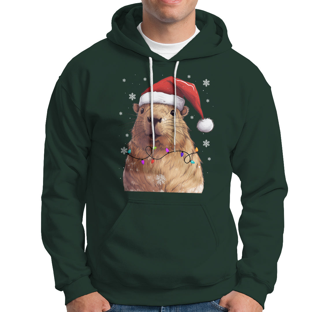 Capybara Christmas Hoodie Funny Santa Capy Meme Xmas Vibe - Wonder Print Shop