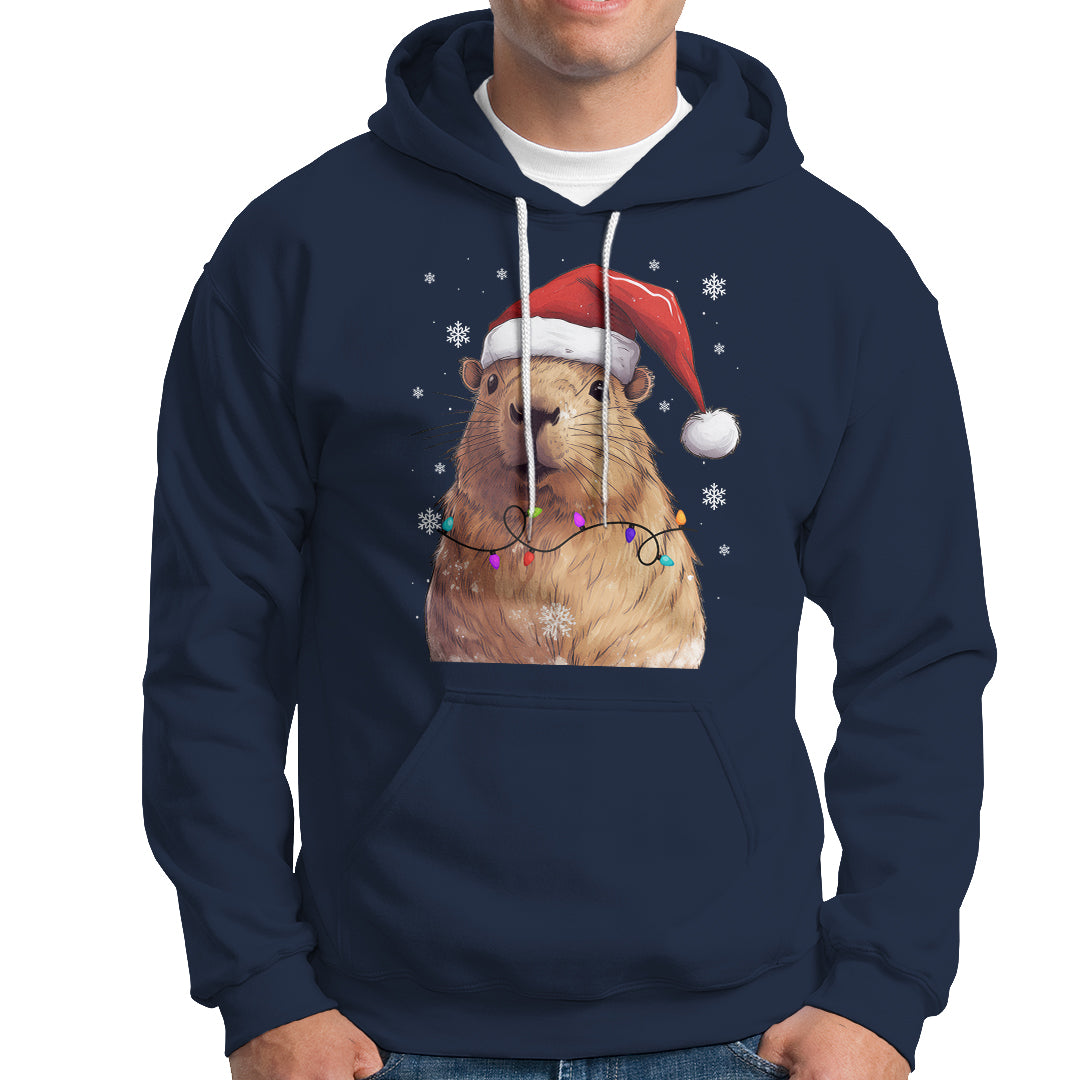 Capybara Christmas Hoodie Funny Santa Capy Meme Xmas Vibe - Wonder Print Shop