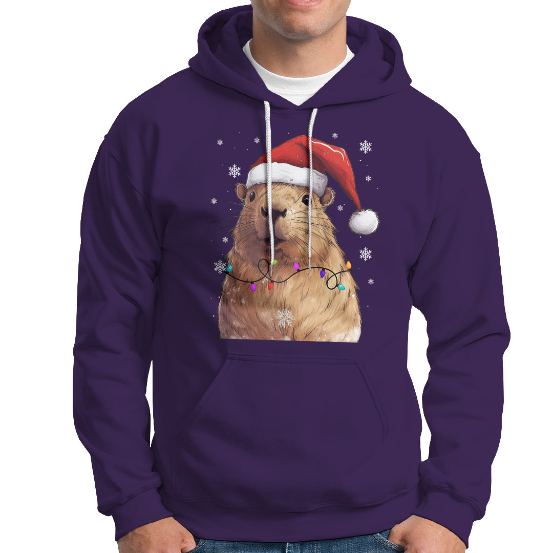 Capybara Christmas Hoodie Funny Santa Capy Meme Xmas Vibe - Wonder Print Shop