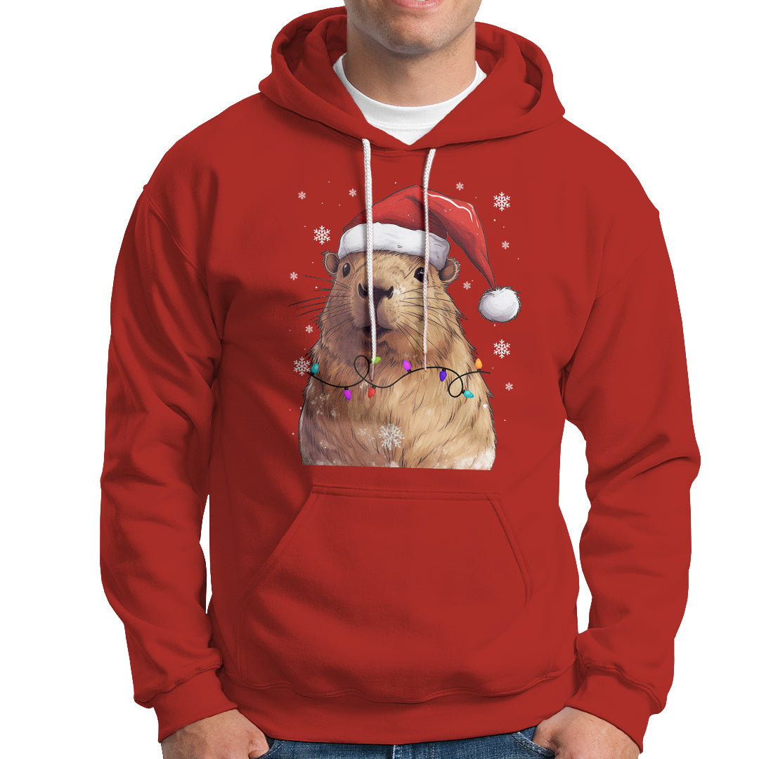 Capybara Christmas Hoodie Funny Santa Capy Meme Xmas Vibe - Wonder Print Shop