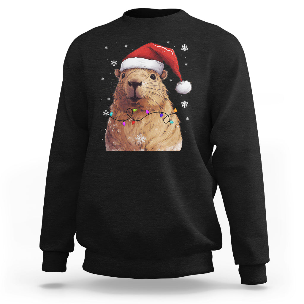 Capybara Christmas Sweatshirt Funny Santa Capy Meme Xmas Vibe - Wonder Print Shop