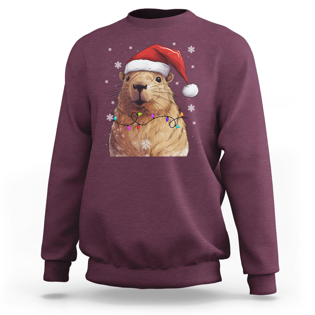 Capybara Christmas Sweatshirt Funny Santa Capy Meme Xmas Vibe - Wonder Print Shop