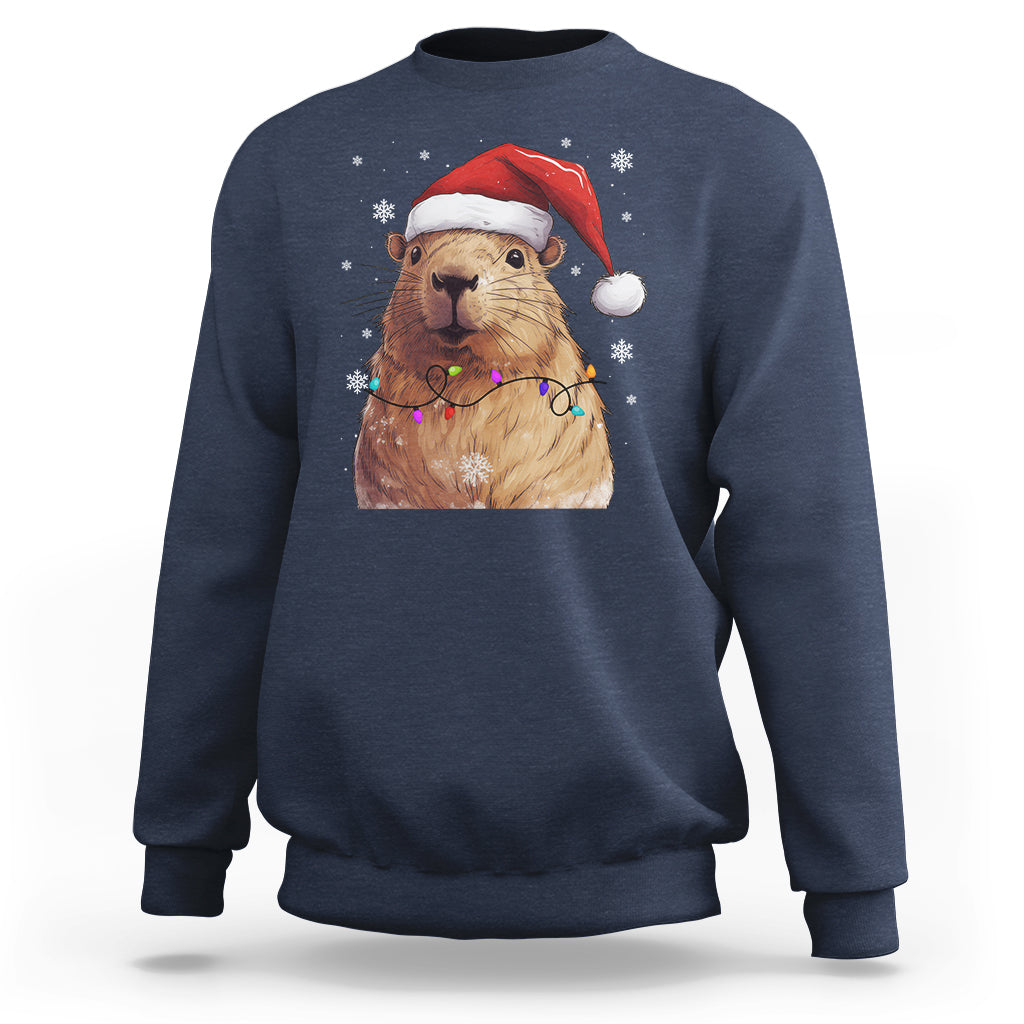 Capybara Christmas Sweatshirt Funny Santa Capy Meme Xmas Vibe - Wonder Print Shop