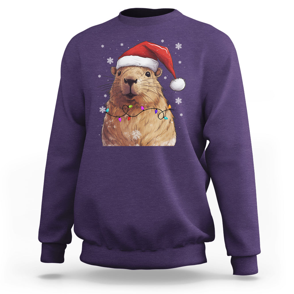 Capybara Christmas Sweatshirt Funny Santa Capy Meme Xmas Vibe - Wonder Print Shop
