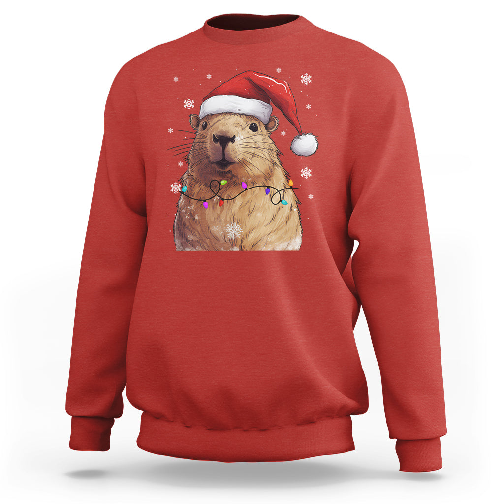 Capybara Christmas Sweatshirt Funny Santa Capy Meme Xmas Vibe - Wonder Print Shop