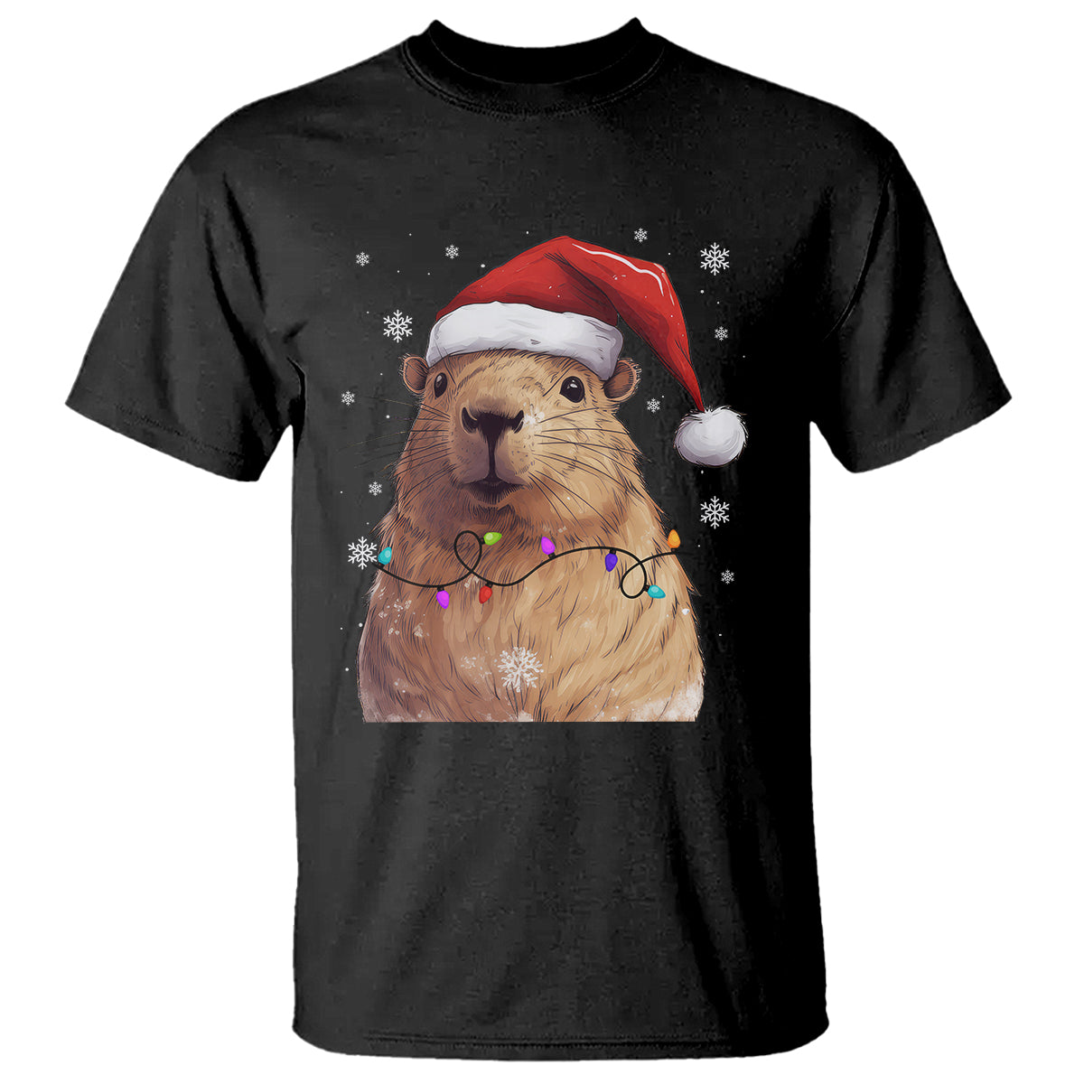 Capybara Christmas T Shirt Funny Santa Capy Meme Xmas Vibe - Wonder Print Shop