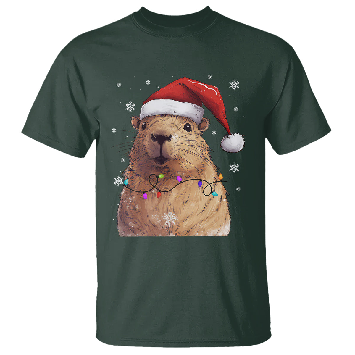 Capybara Christmas T Shirt Funny Santa Capy Meme Xmas Vibe - Wonder Print Shop