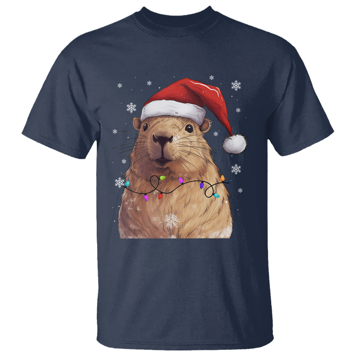 Capybara Christmas T Shirt Funny Santa Capy Meme Xmas Vibe - Wonder Print Shop