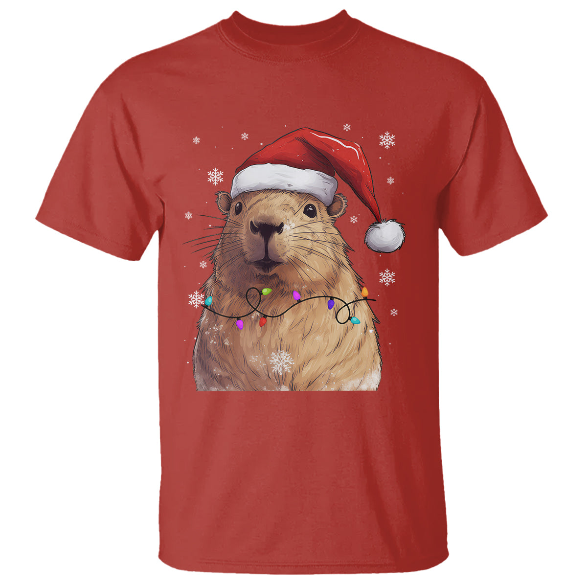 Capybara Christmas T Shirt Funny Santa Capy Meme Xmas Vibe - Wonder Print Shop