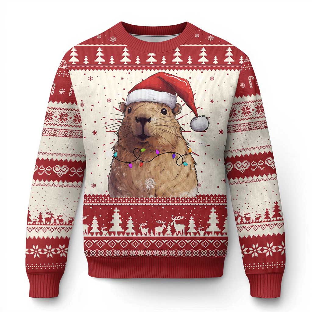 Capybara Christmas Ugly Christmas Sweater Funny Santa Capy Meme Xmas Vibe - Wonder Print Shop