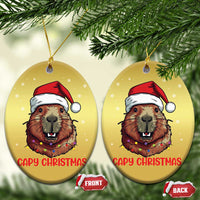 Funny Xmas Capybara Christmas Ornament Capy Xmas Meme Santa Hat - Wonder Print Shop