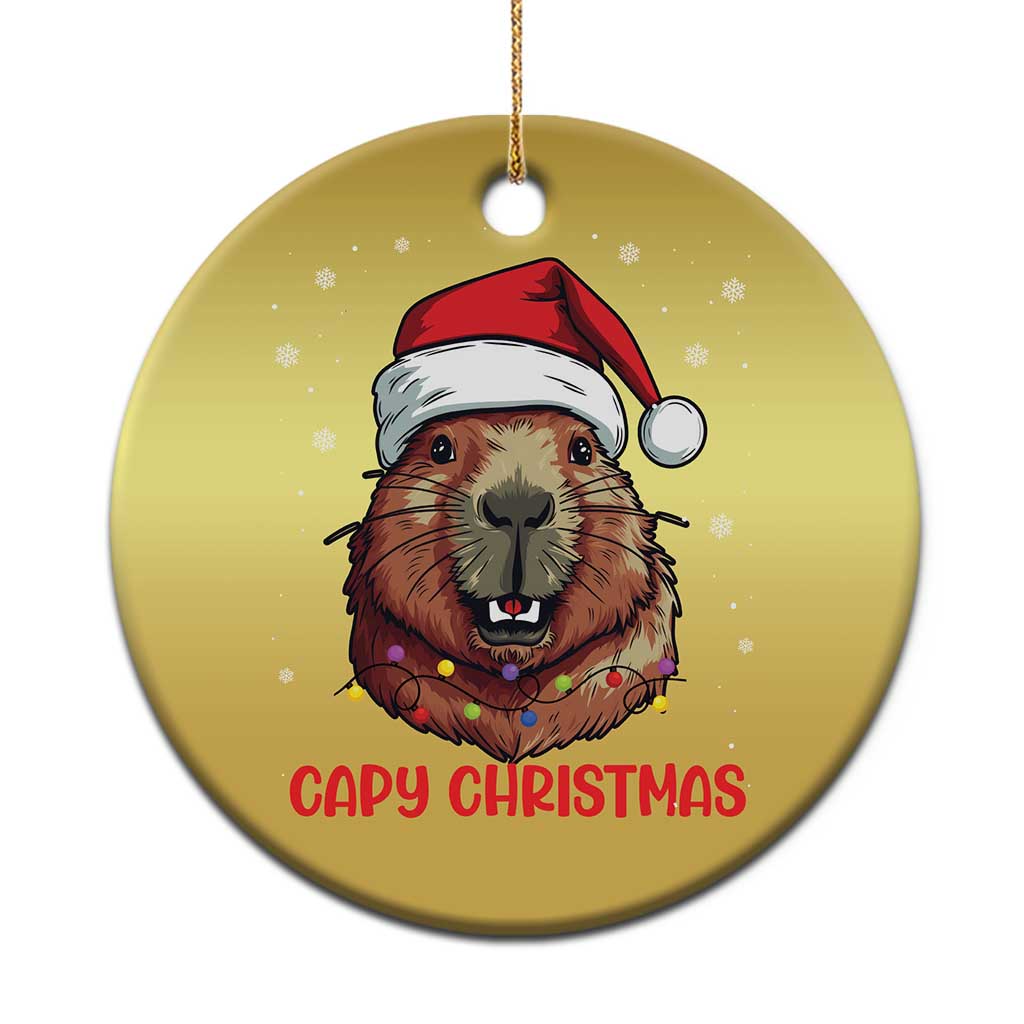 Funny Xmas Capybara Christmas Ornament Capy Xmas Meme Santa Hat - Wonder Print Shop