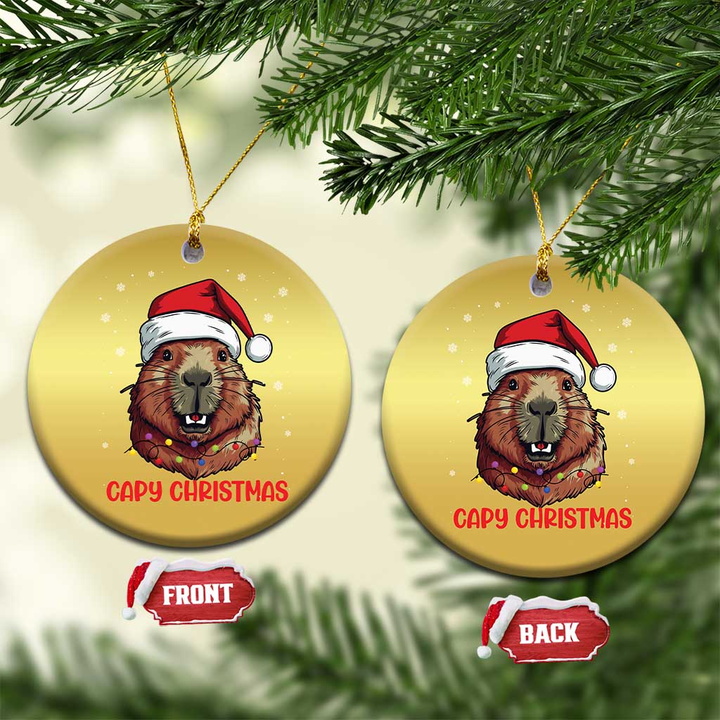 Funny Xmas Capybara Christmas Ornament Capy Xmas Meme Santa Hat - Wonder Print Shop