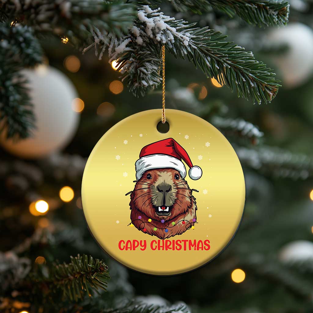Funny Xmas Capybara Christmas Ornament Capy Xmas Meme Santa Hat - Wonder Print Shop