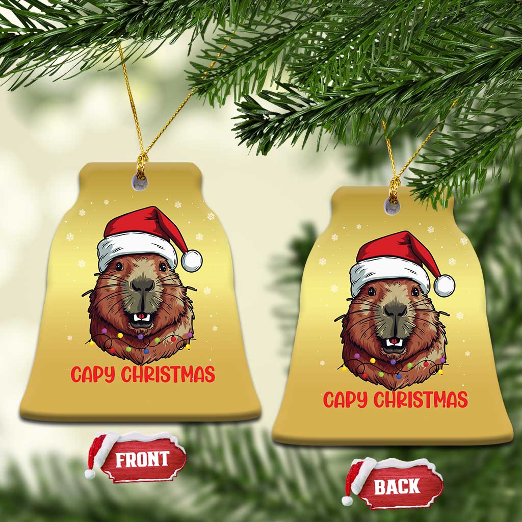 Funny Xmas Capybara Christmas Ornament Capy Xmas Meme Santa Hat - Wonder Print Shop